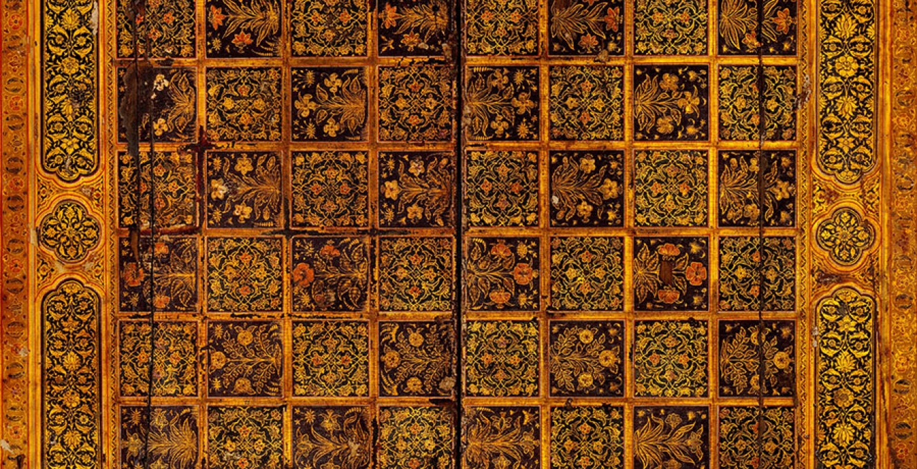 Golden board with ornamental pattern