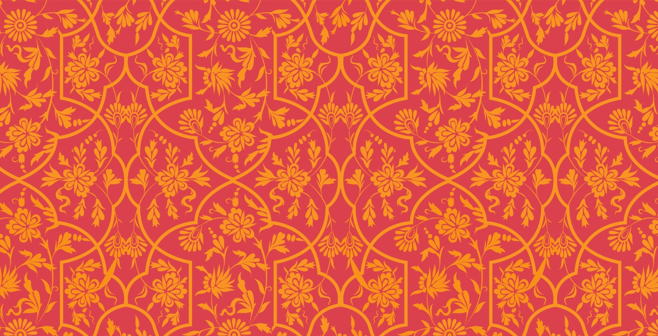 Orange and pink ornate print 