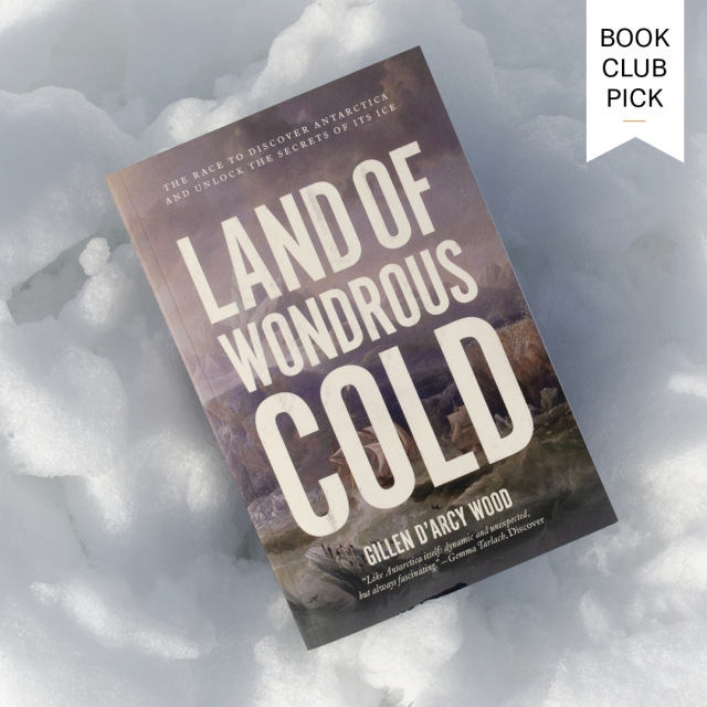 Book Club Pick - Land of Wondrous Cold book cover in the snow