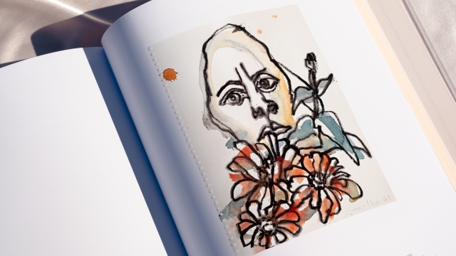 Hannah Wilke portrait illustration with flowers