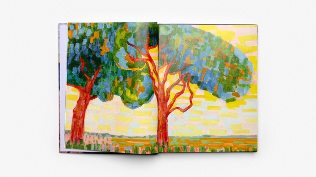 Women Artists in Expressionism - 2 page spread colorful painting of trees
