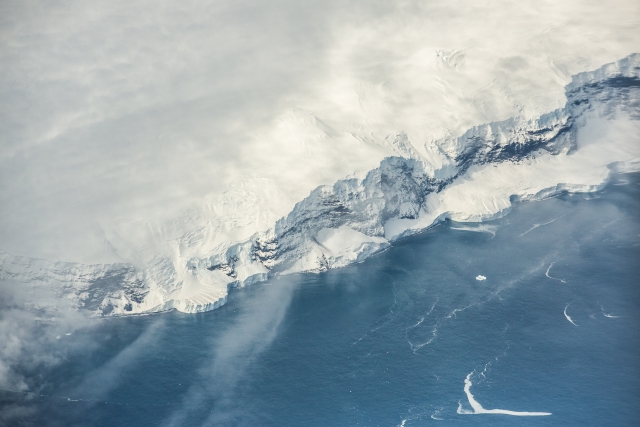 Aerial view of Antarctic coastline