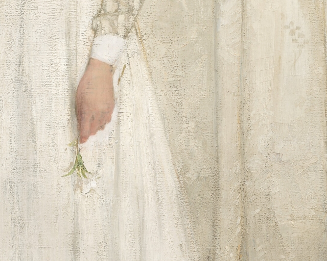 Detail of painting Symphony in White, No. 1: The White Girl by James Abbott McNeill Whistler
