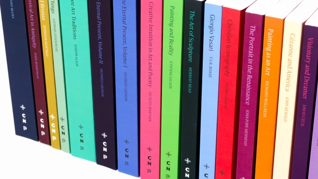 An array of colorful book spines