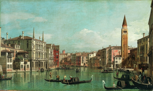 The painting “The Grand Canal, Venice, Looking Southeast, with the Campo della Carità to the Right” by Canaletto (Giovanni Antonio Canal)
