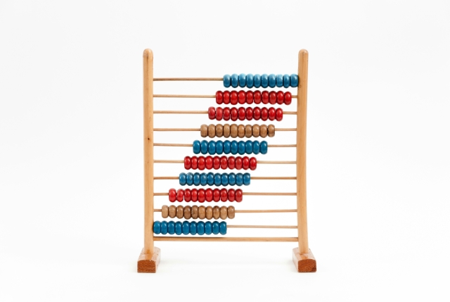Abacus with red and blue beads.