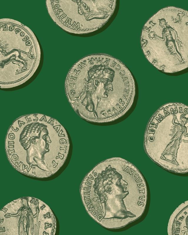 Ancient Roman coin collage.