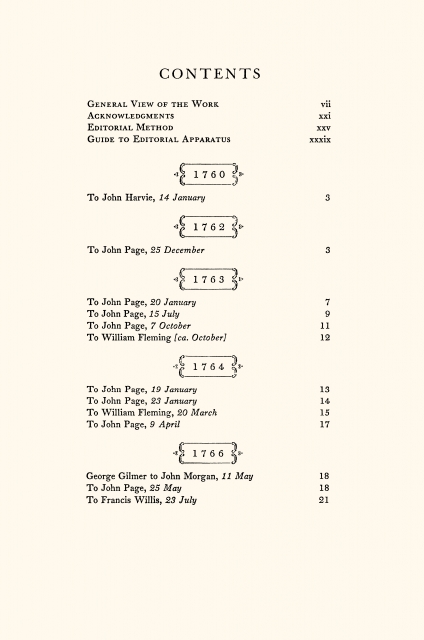 The Papers of Thomas Jefferson - Volume 1 - Contents