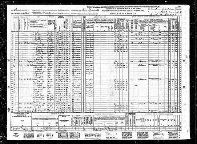 1940 Kernell Pleasant census entry