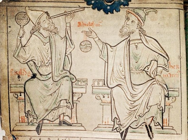 Mid-13th century drawing of mathematicians
