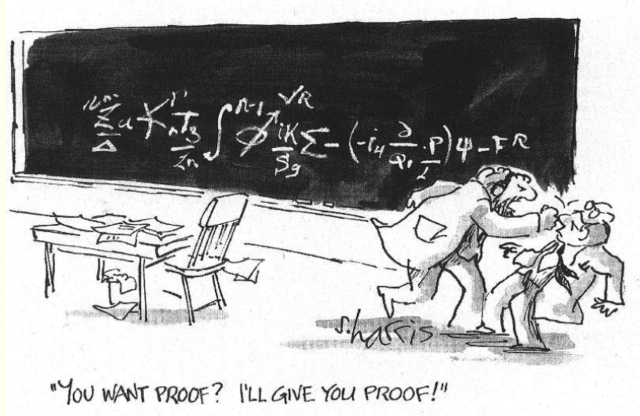 cartoon showing two angry mathematicians in front of a blackboard