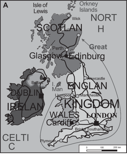 Map of the United Kingdom with poor contrast and confusing text labels.