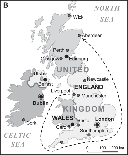 Map of the United Kingdom with white background and clear text labels..
