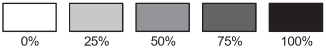 Range of shades (tints) from 0% (white) to 100% (black).