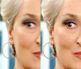 Compression examples of same image, one on the right is degraded.
