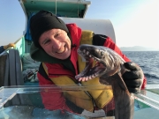 David Ebert holding a shark