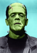 Portrait photo of Boris Karloff in Frankenstein costume