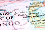 Close-up photography of a map showing Goma, Democratic Republic of Congo