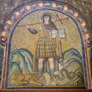 Early Christian mosaic of Jesus as victor and teacher.